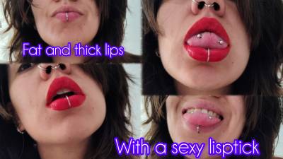 Fat And Thick Lips With A Beautiful And Sexy Lipstick In A Big Mouth- Lipstick Fetish