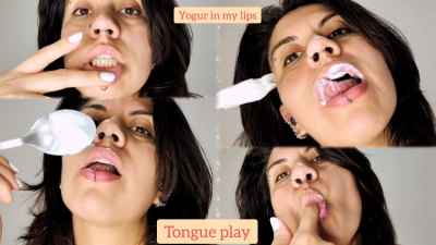 Yogur In My Lips- Tongue Play- Mouth Fetish