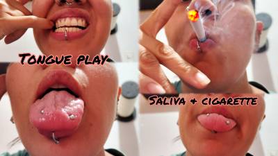 Tongue Play- Saliva + Cigarette- Mouth Fetish