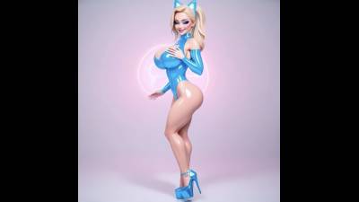 Blue Latex Bunny Tease