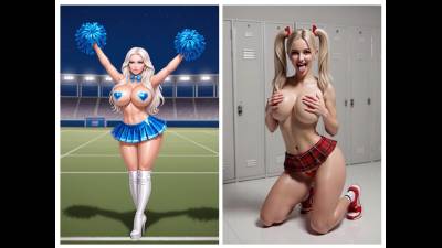 18Yo Cheerleader & Naughty Schoolgirl Compete For Your Load. Who Do You Cum For?