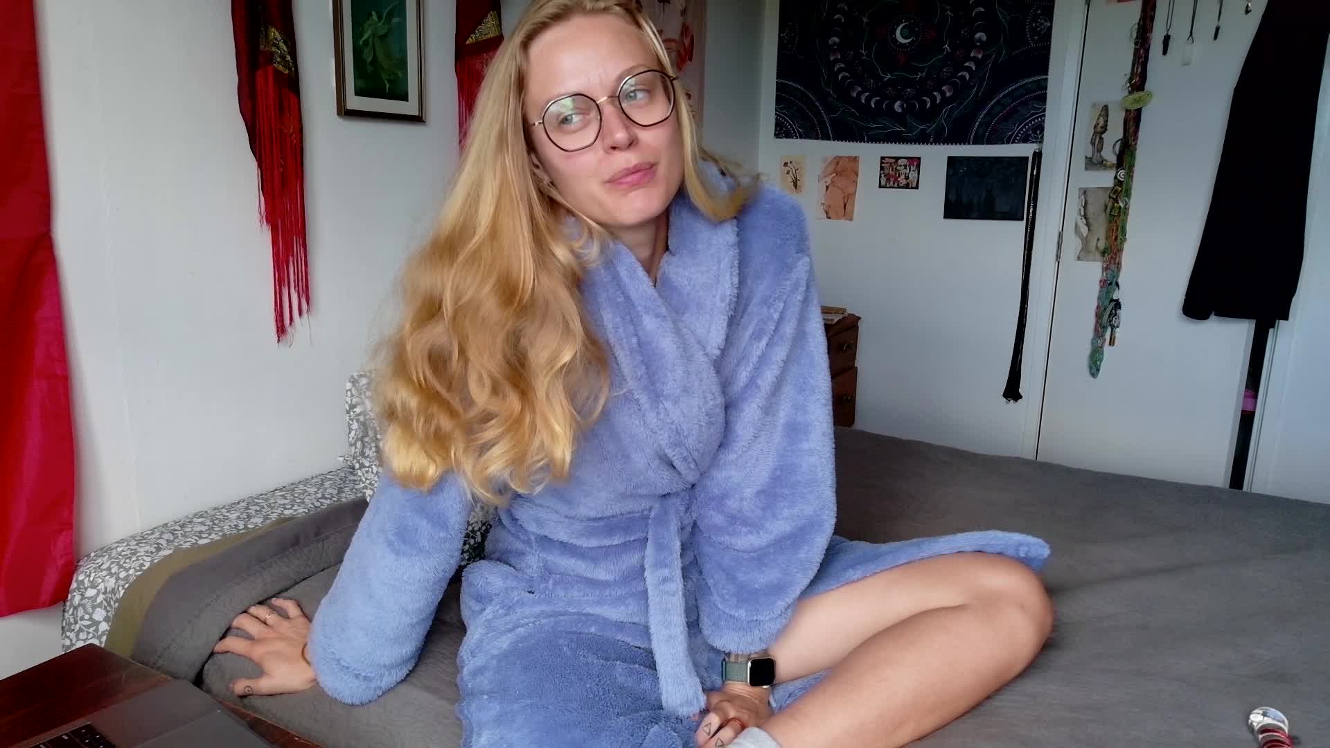 Glass Dildo Fuck And Moaning In My Bathrobe