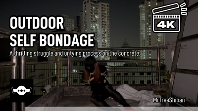 Outdoor Self Bondage: A Thrilling Struggle And Untying Process On The Concrete