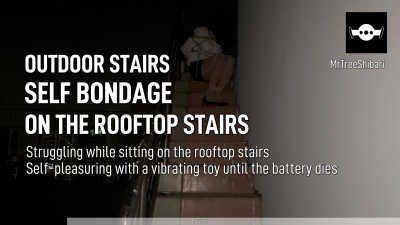 Femboy Self Bondage And Struggling While Sitting On The Rooftop Stairs