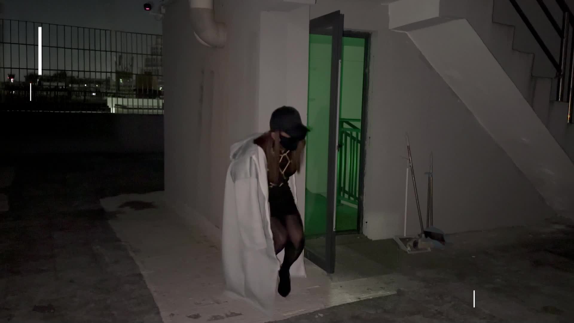 Rooftop Risk: After Work Self-Bondage Adrenaline