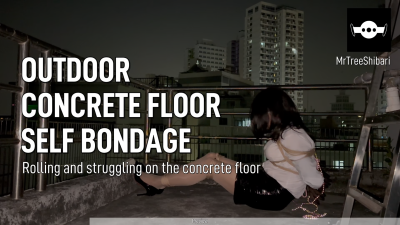 Self Bondage And Rolling And Struggling On The Concrete Floor