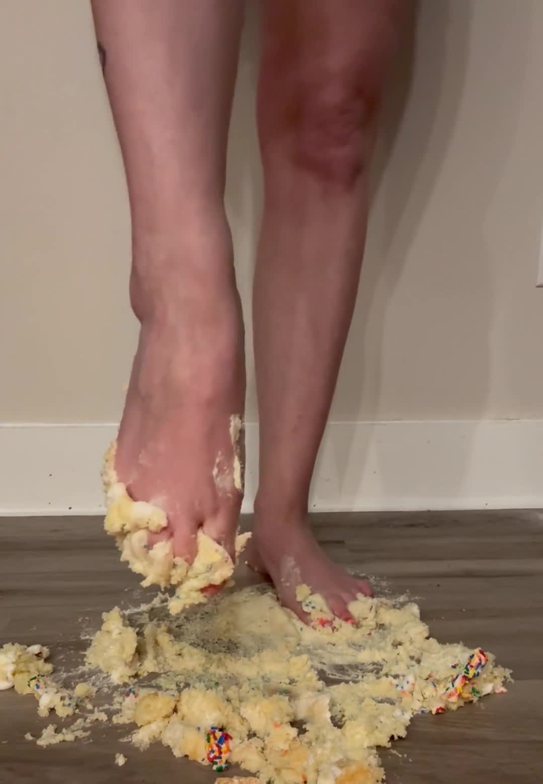 Fresh Pedicure Foot Cake Smash- Glossy Toes Sink Into Frosting