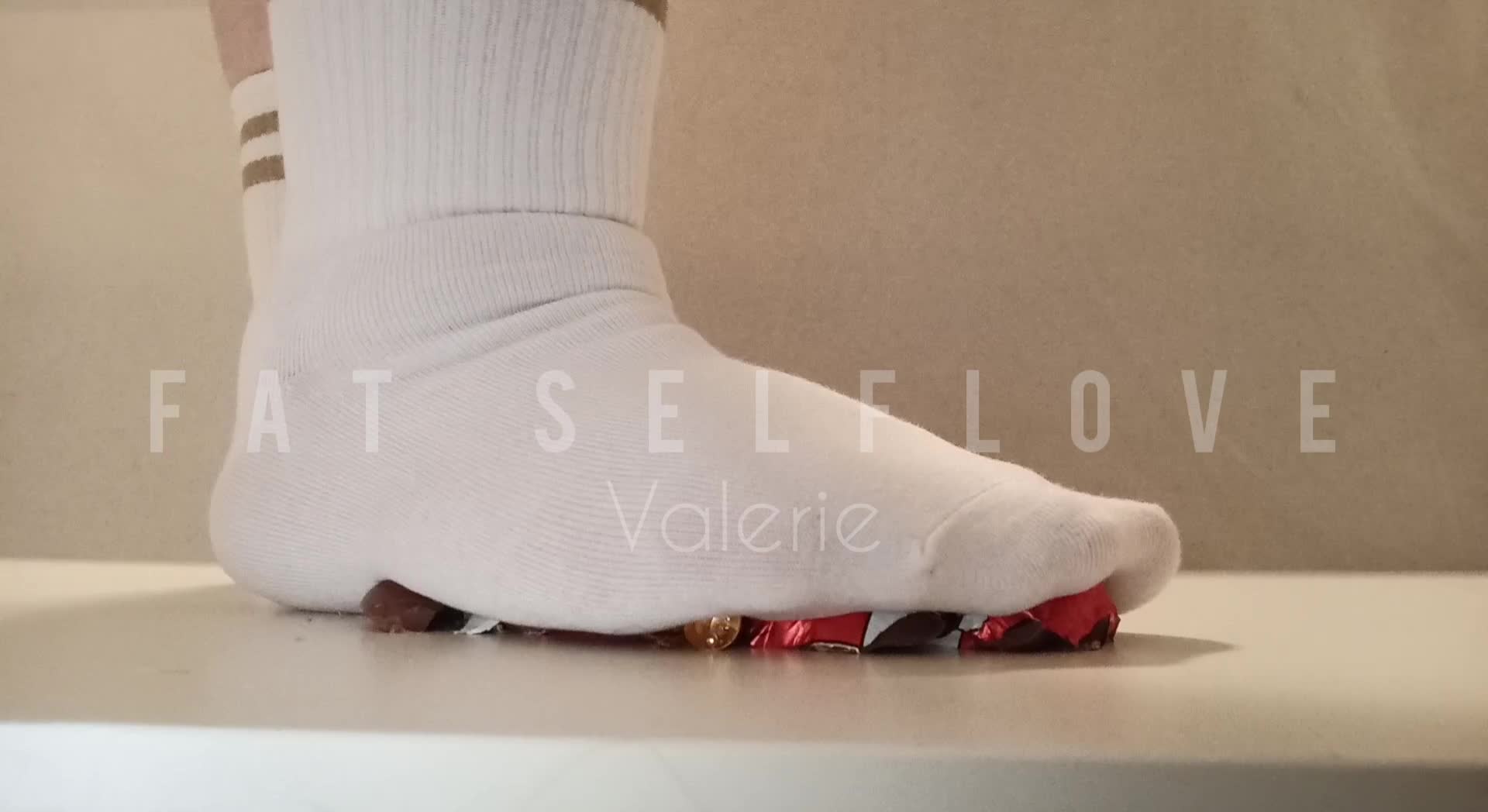 Giantess Foot Trampling Foodcrush - Sweaty Socks POV Crushing A Chocolate Figure (Slow Motion)