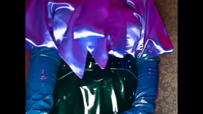 Liquid Satin Pussy Bow Blouse And PVC Worship With JOI