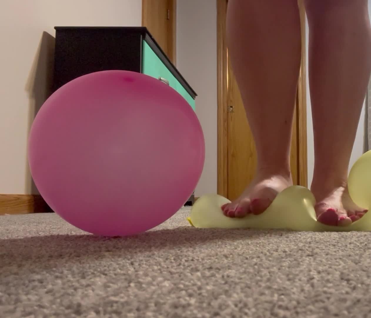 Feet Popping Two Balloons