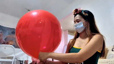Belly Flopping & Popping Giant 18-Inch Red Balloons