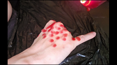 [BDSM] Hot Red Wax Dripping On My Skin (Hand)- Slow Pain Play POV Close-Up