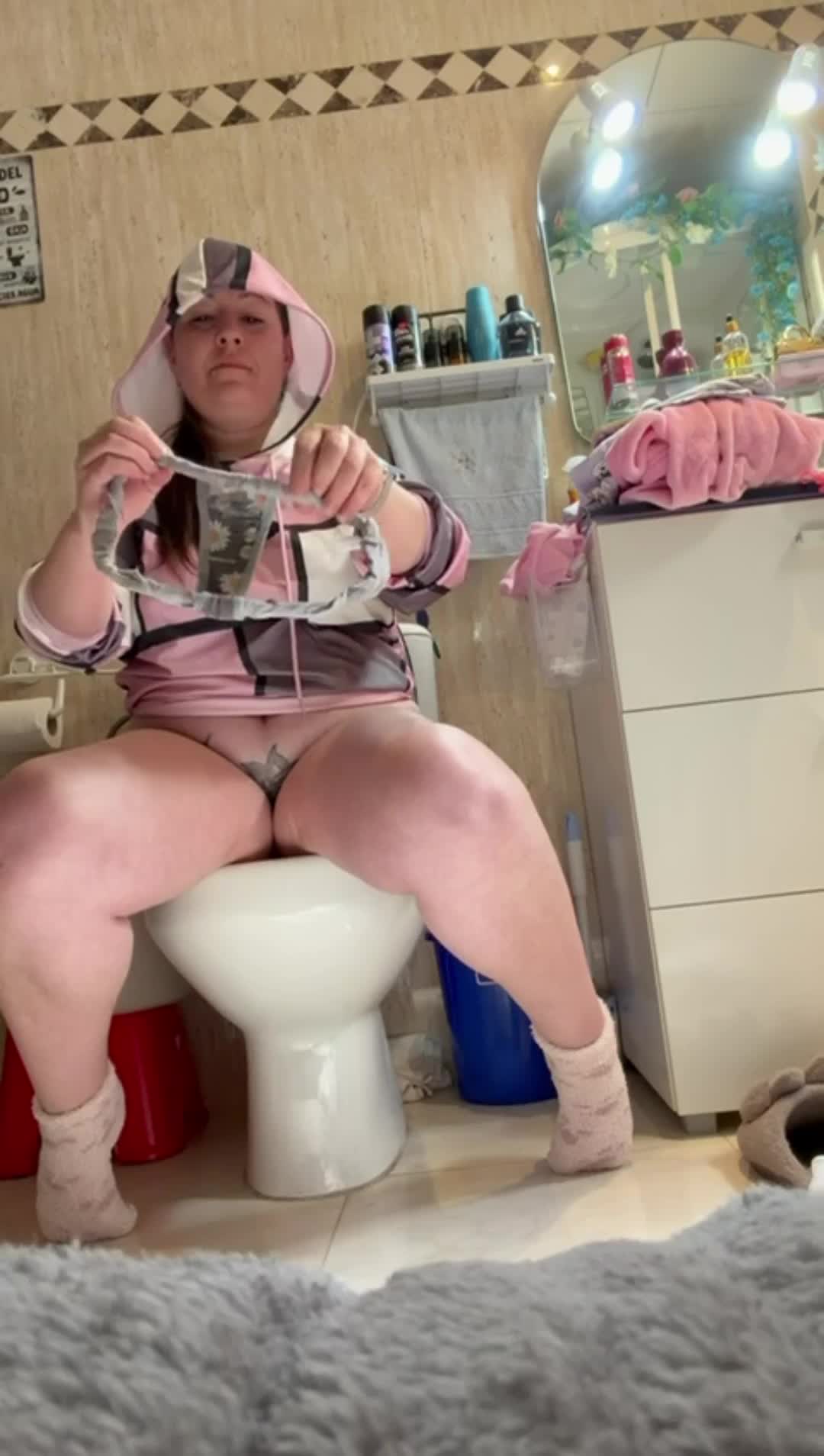 BBW Bathroom Failure: Piss-Soaked Panties & Loud Farting "Caca" Explosion. Part 3