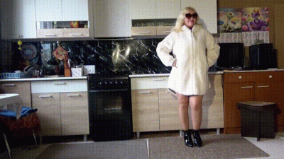 Nylon Lady In Fur Coat Tease Tits And Ass