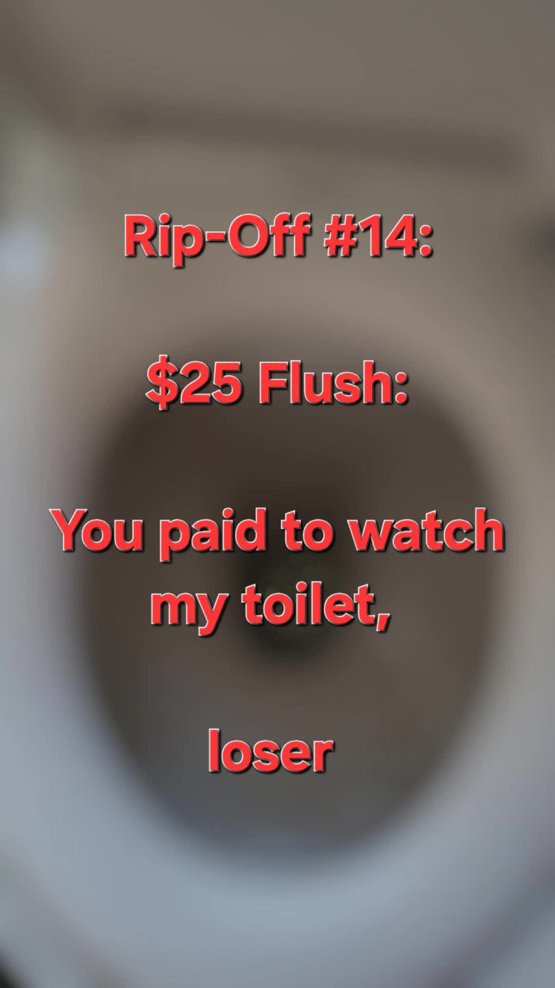 Rip-Off #14: $25 Flush- You Paid To Watch My Toilet, Loser