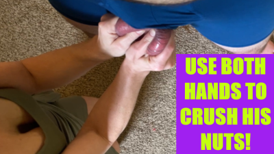 Ballbusting Agony! Squeezing One Nut In Each Hand Until He Cries!