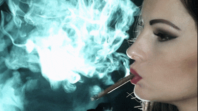 Abbie Smoking Black Djarum, Face Close-Up