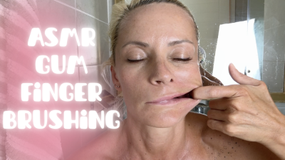 ASMR Gum Finger Brushing And Mouth Stretching Close-Up