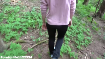 Romantic Walk And Pee With One Leg Up In The Forest- Roxie
