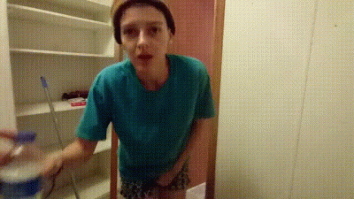 Desperate Skinny Blonde Wets Panties