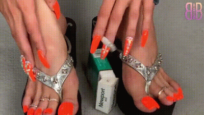 Outdoor Smoking W Orange Toenails