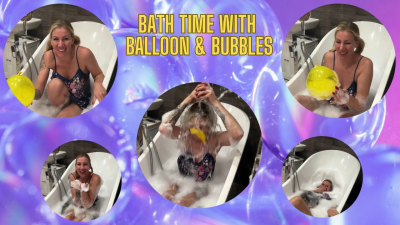 Bath Time With Balloon And Bubbles