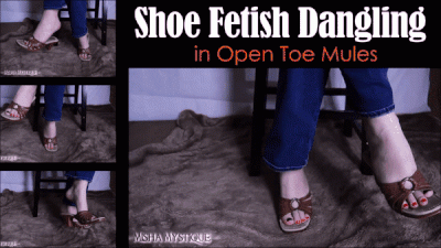 Shoe Fetish Dangling In Open Toe Mules