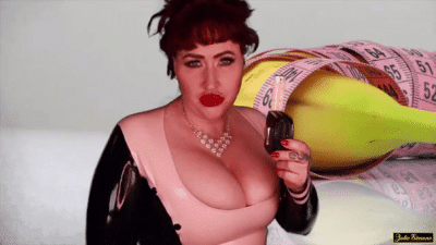 Small Penis Humiliation In Latex W Measuring Tape