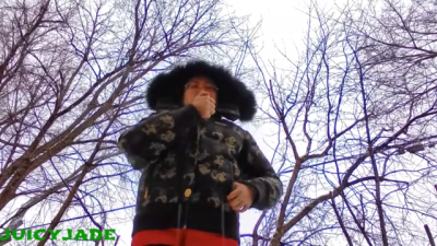 Asian Jasmine Jade Enjoying A Smoke Outdoors When It's Snowing Volume 52 Non Nude
