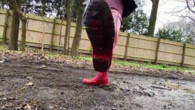 New Red Wellies Muddy Boot Slave POV (4K HD)