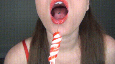 Pretty Mouth Sucking And Licking Lollipop