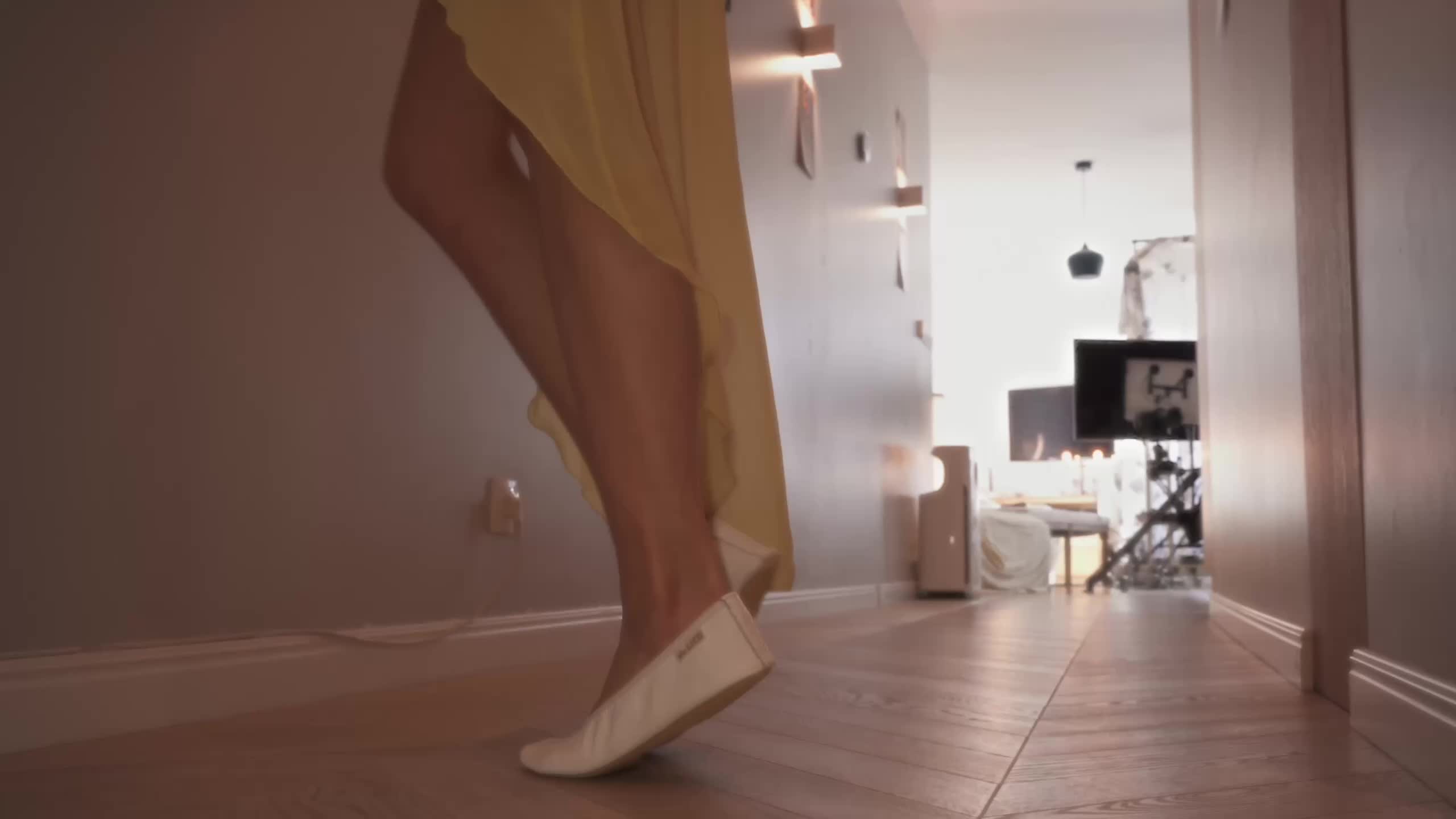 Goddess Amber Rule In The House- White Gym Slippers- Full