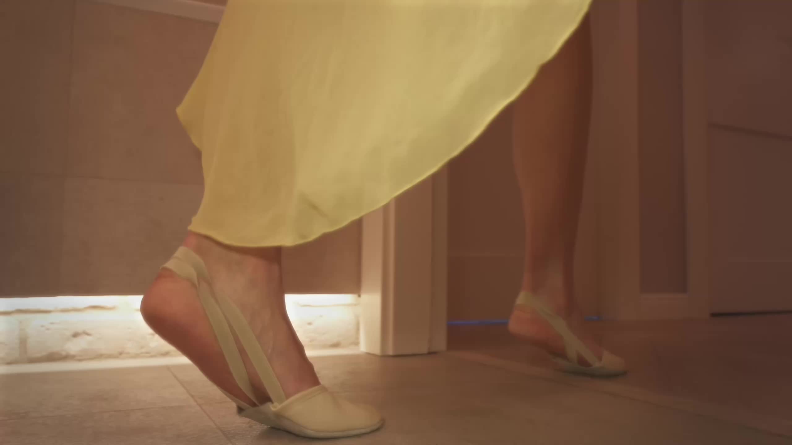 Goddess Amber Rule In The House- Creamy And White Half Ballet Shoes- Full