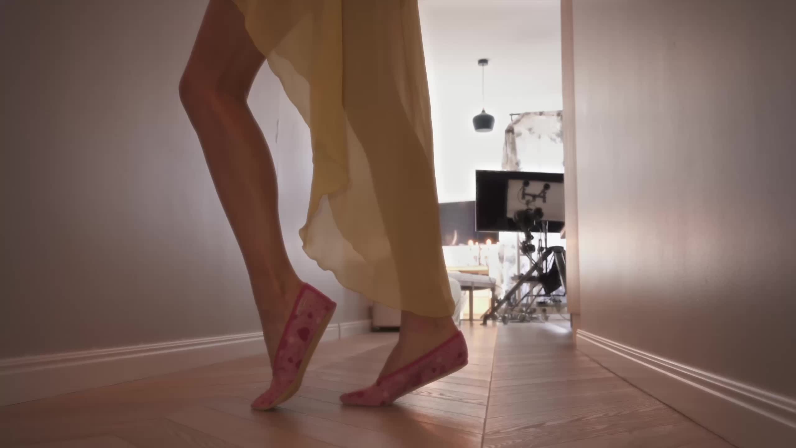 Goddess Amber Rule In The House- Pink Gym Slippers- Full