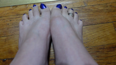 Toe Wiggling With Toe Ring And Purple Toenails