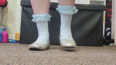 Blue Ruffle Socks & Silver Ballet Flats