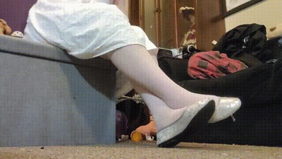 Shoe Play- Sequin Ballet Flats & White Stockings
