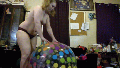 Colossal Beach Ball & Maroon Lace Panties