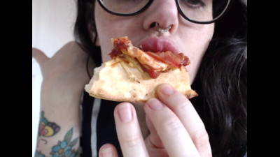 Chewing Fetish Greasy Pizza Dinner