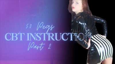 50 Pegs Cbt Instruction Part 2: British Femdom In Shiny Latex Rubber Dress Gives You Cock And Ball Torment Instructional