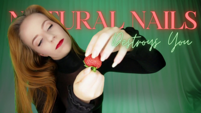 Natural Nails Destroy You: British Redhead Mistress Uses A Strawberry To Show Her Slave What Her Naturally Long Sharp Nails Can Do