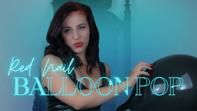 Red Balloon Nail Pop: British Dominatrix Blows Up And Pops Balloons With Her Long Red Fingernails Inflatables B2P