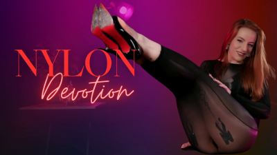 Nylon Devotion: British Domme Dressed In A Nylon Dress Teases Her Slave By Making Him Watch As She Rubs Her Hands All Over Her Body