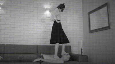 Cynthia Petite 22 Years Old Woman Trample His Chest Black And White Clip HD 1920X1080