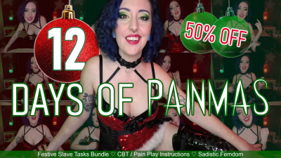 12 Days Of Painmas- 50% Off 12Christmas Cbt & Pain Task Clips By Miss Faith Rae With Sub Instructions And Festive Domination- HD 1080p Mp4