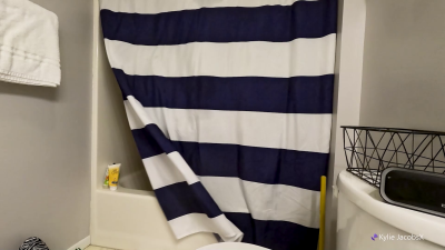Showering Naked Washing Long Hair & Shaving Pussy With Top Down View