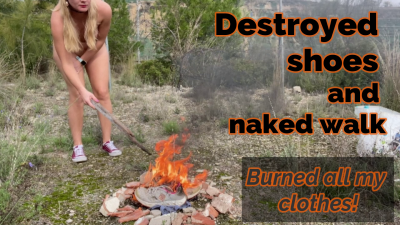 IviRoses - Destroyed Shoes And Barefoot Naked Walk - iWantClips