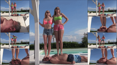 Gabriella & Marianna Holidays In The Villa Inhuman Trampling, Throatstanding, Facetrampling With Sandals And Barefoot, Dirty Soles And Sweaty Feet Licking