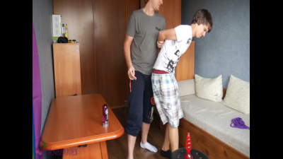 Young Guy Convinced To Ride A Dildo And Gets Fucked Bareback