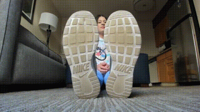 Shoe And Sock Removal #11 (Blue Nike Athletic Shoes + Sweaty Disney Socks) + Toe Spreading, Wiggling & Waving Sole POV